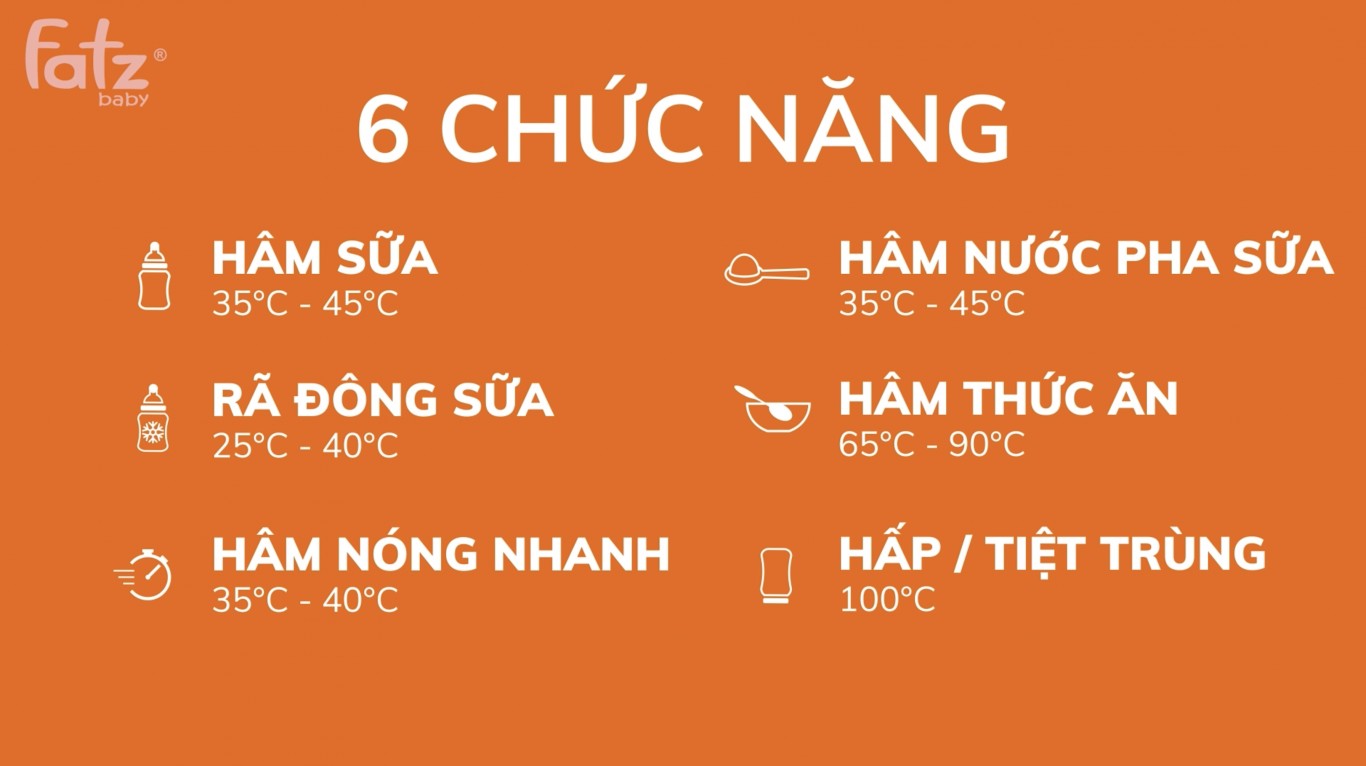 Máy hâm sữa tiệt trùng điện tử 4 bình - Quatro 1 - Fatzbaby FB3015CY tích hợp 6 chức năng