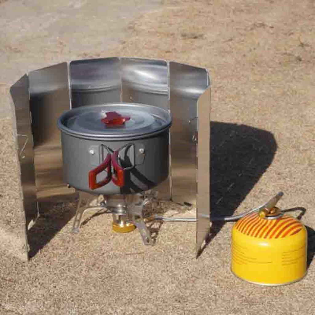 Camp Stove Windscreen, Folding Windproof Shield for Camping, Backpacking, Outdoor Cooking | Gas, Propane, and Butane Canister