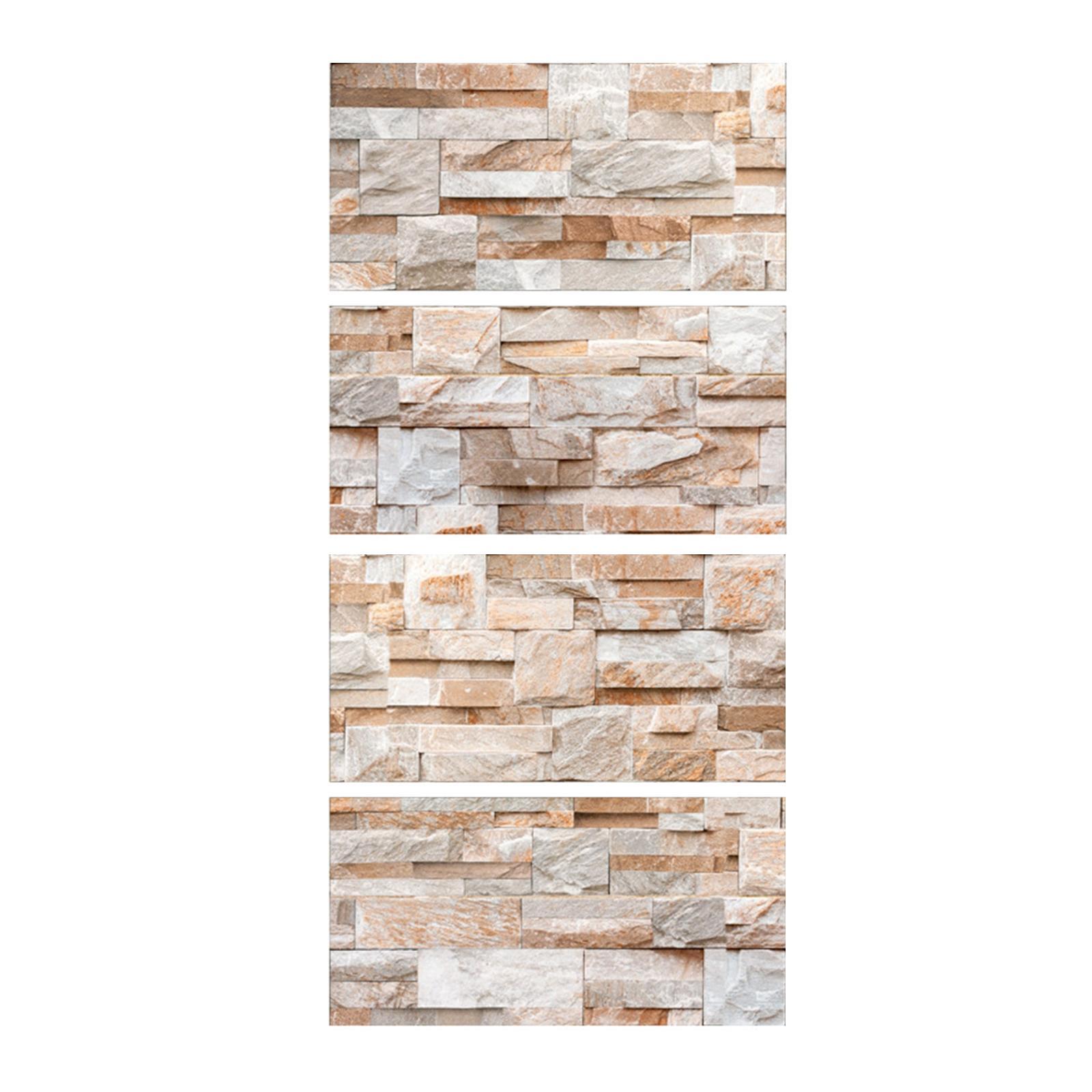 4Pcs 3D Brick Wallpaper  Wall Stickers Waterproof Self Paste Decorative Wall Decal Wall Panels for Furniture Laundry Dining Room