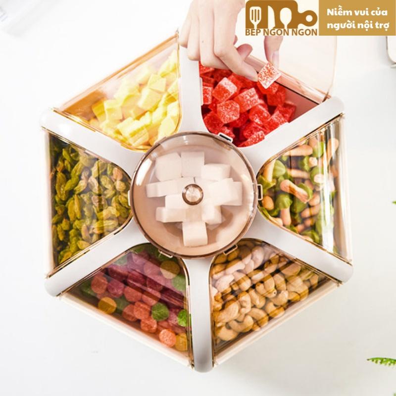 Khay mứt tết hình hoa sen 6 cánh nở bung_BEP NGON NGON