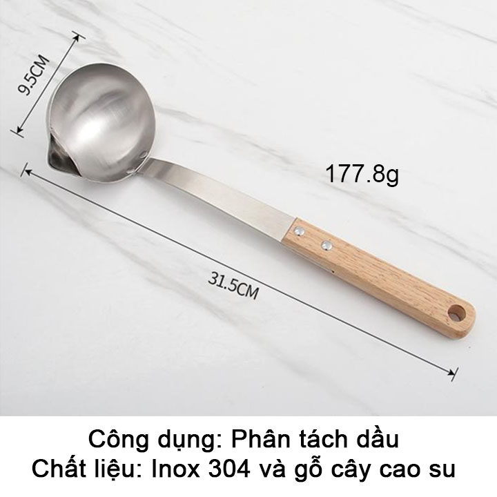 Muôi tách dầu mỡ thông minh bằng Inox 304