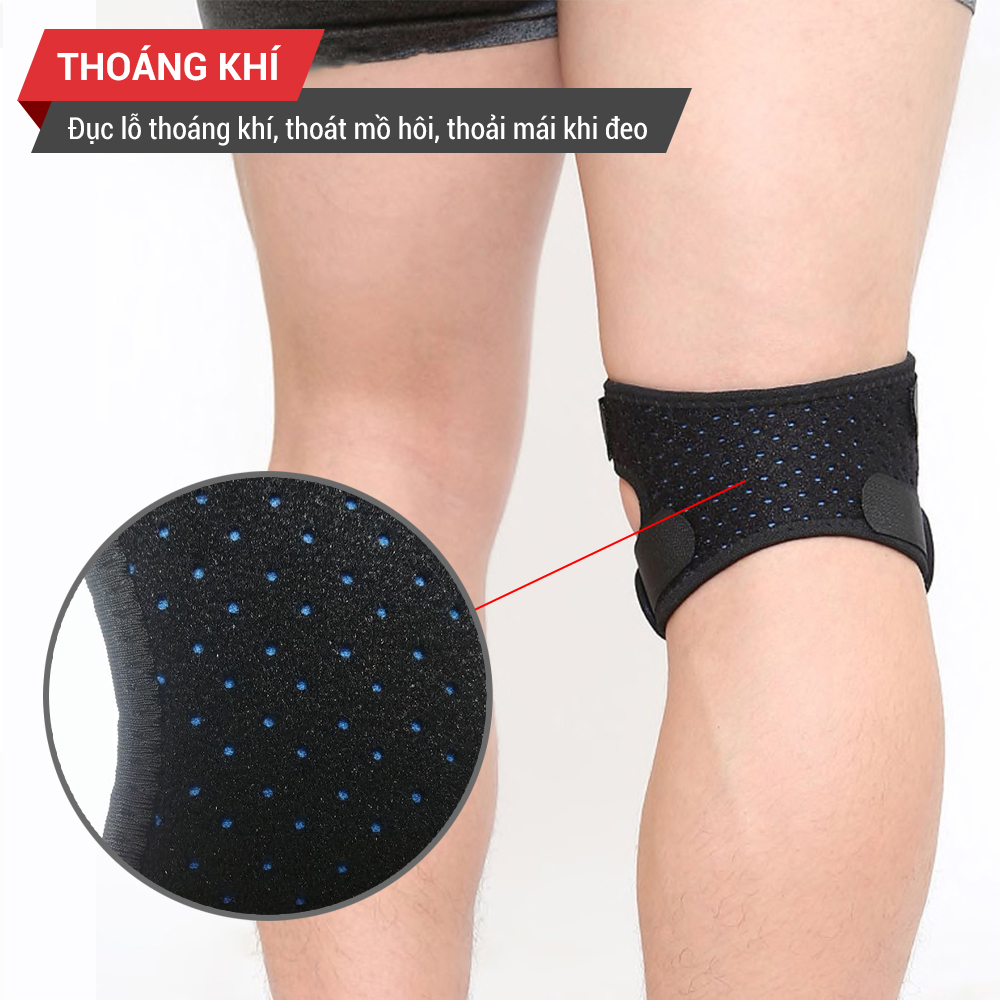 Bó gối thể thao, băng đầu gối, băng gối chạy bộ GoodFit dây đai đôi, đệm bảo vệ dày dặn GF521K