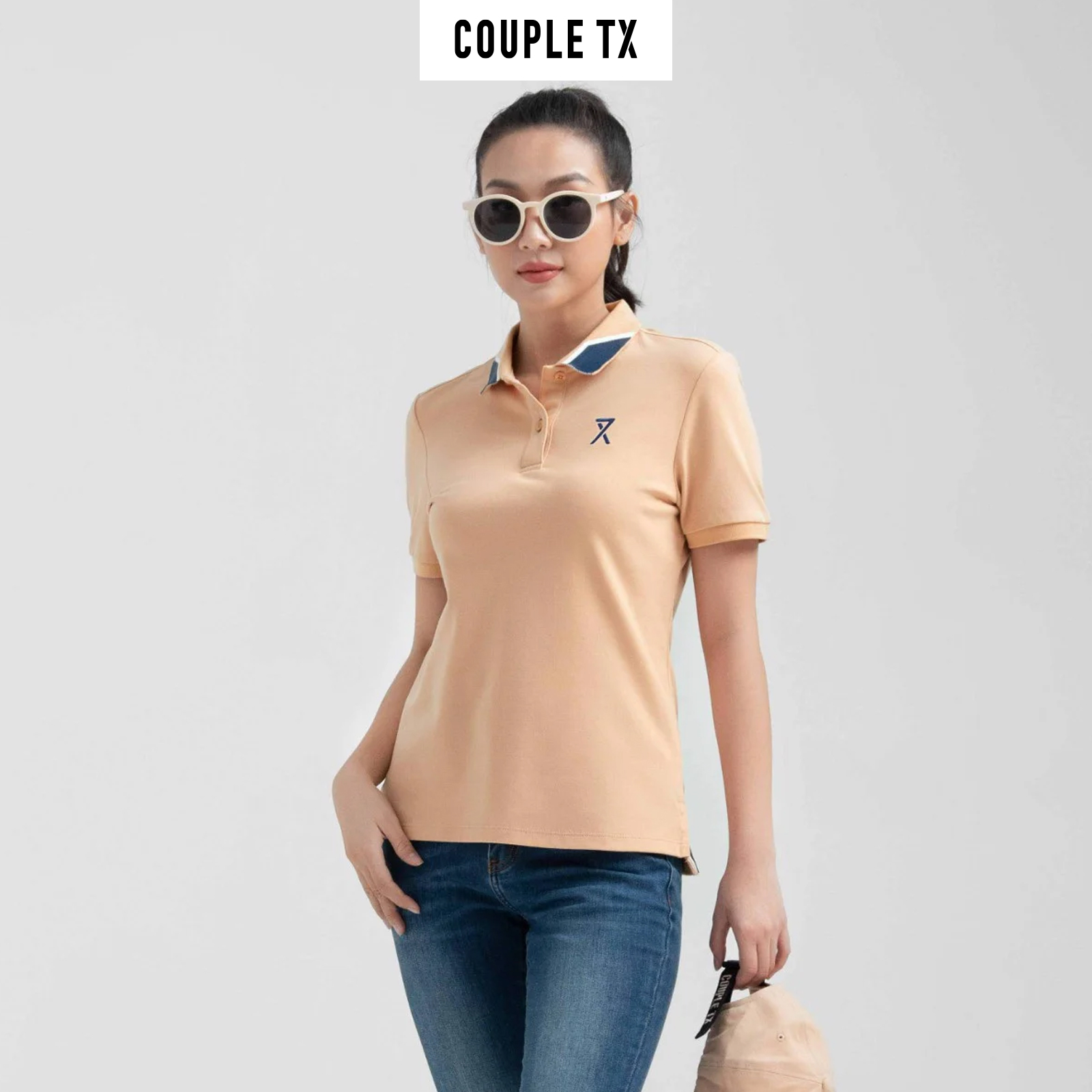 COUPLE TX - Áo Polo Nữ Pique Slim Fit Phối Bo Cổ WPO 2024