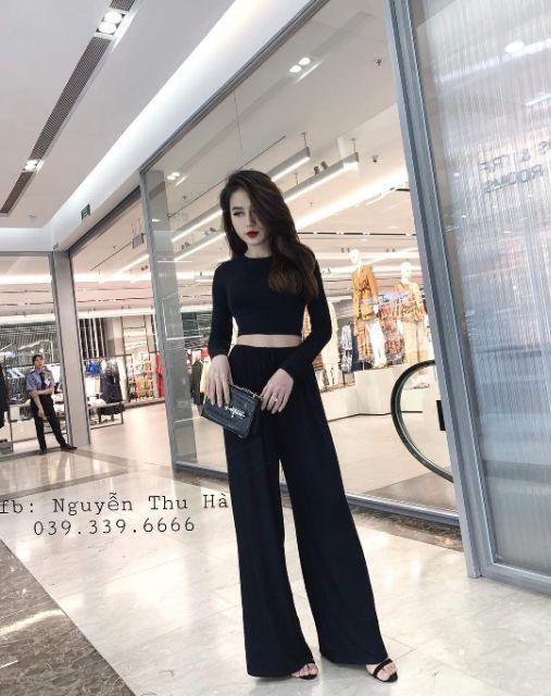 Sét áo thun croptop quần ống suông