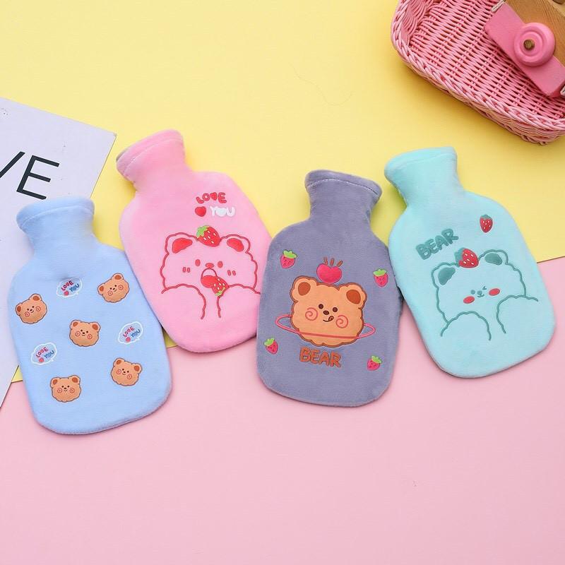 Túi chườm Bụng Kinh Chườm Nóng Lạnh Đa Năng Giảm Đau 350ml - Lớp Vải Nhung Mịn Mềm Êm Ái.
