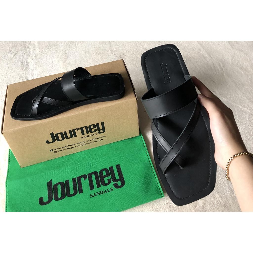 Dép Xỏ Ngón Nam Nữ JOURNEY Màu Xanh Navy-Xanh Mint Chất Liệu Da Cao Cấp