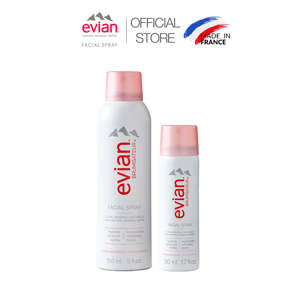 Combo 2 xịt khoáng cấp ẩm và làm dịu da Evian 150ml + 50ml