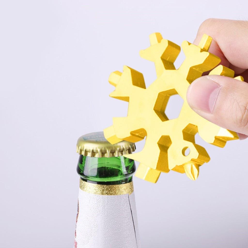 18 In 1 Snowflake Snow Wrench Tool Spanner Hex Wrench Multifunction Camping Outdoor Survive Tools Bottle Opener Screwdriver