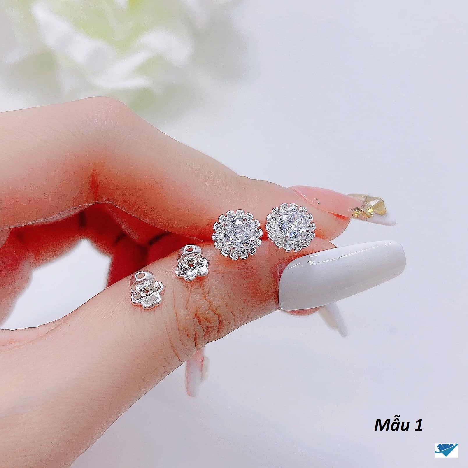 Bông tai bạc chốt ren xoáy chất liệu bạc s925 MS080x
