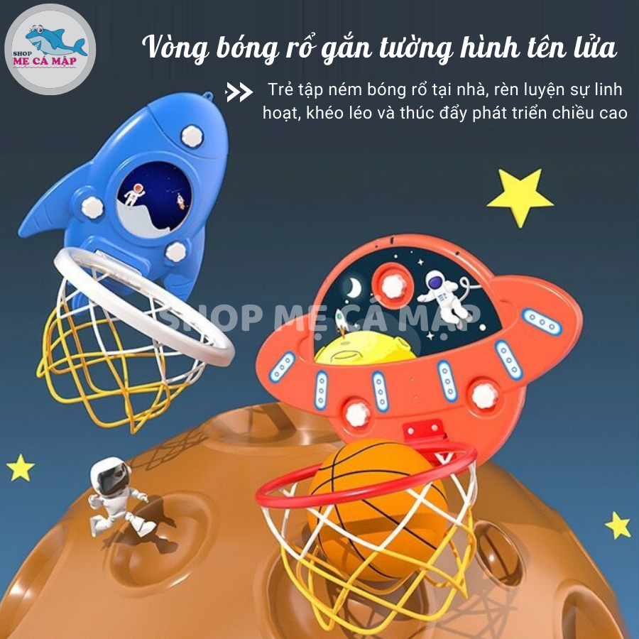 Bộ bóng rổ gắn tường cho bé, Giúp bé vận động phát triển và điều chỉnh chiều cao 2 màu