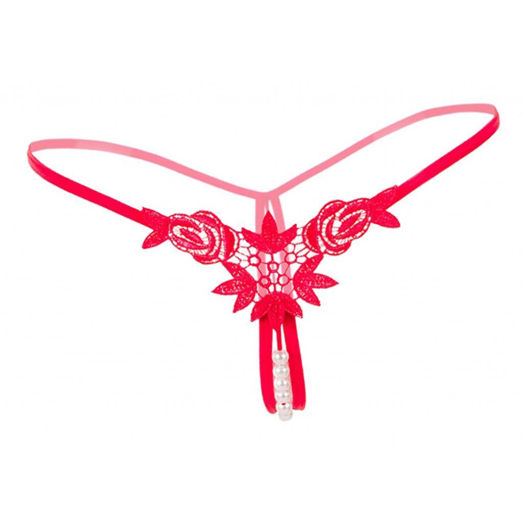Women's Hollow Lace Panties Opening Thin Thongs Beaded Massage Strings Panties Panties Underwear