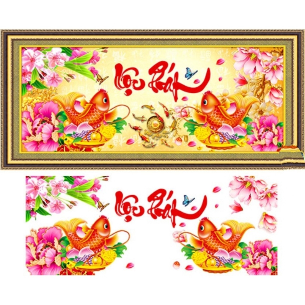 TRANH ĐÍNH ĐÁ LỘC PHÁT 110x50CM - TỰ ĐÍNH
