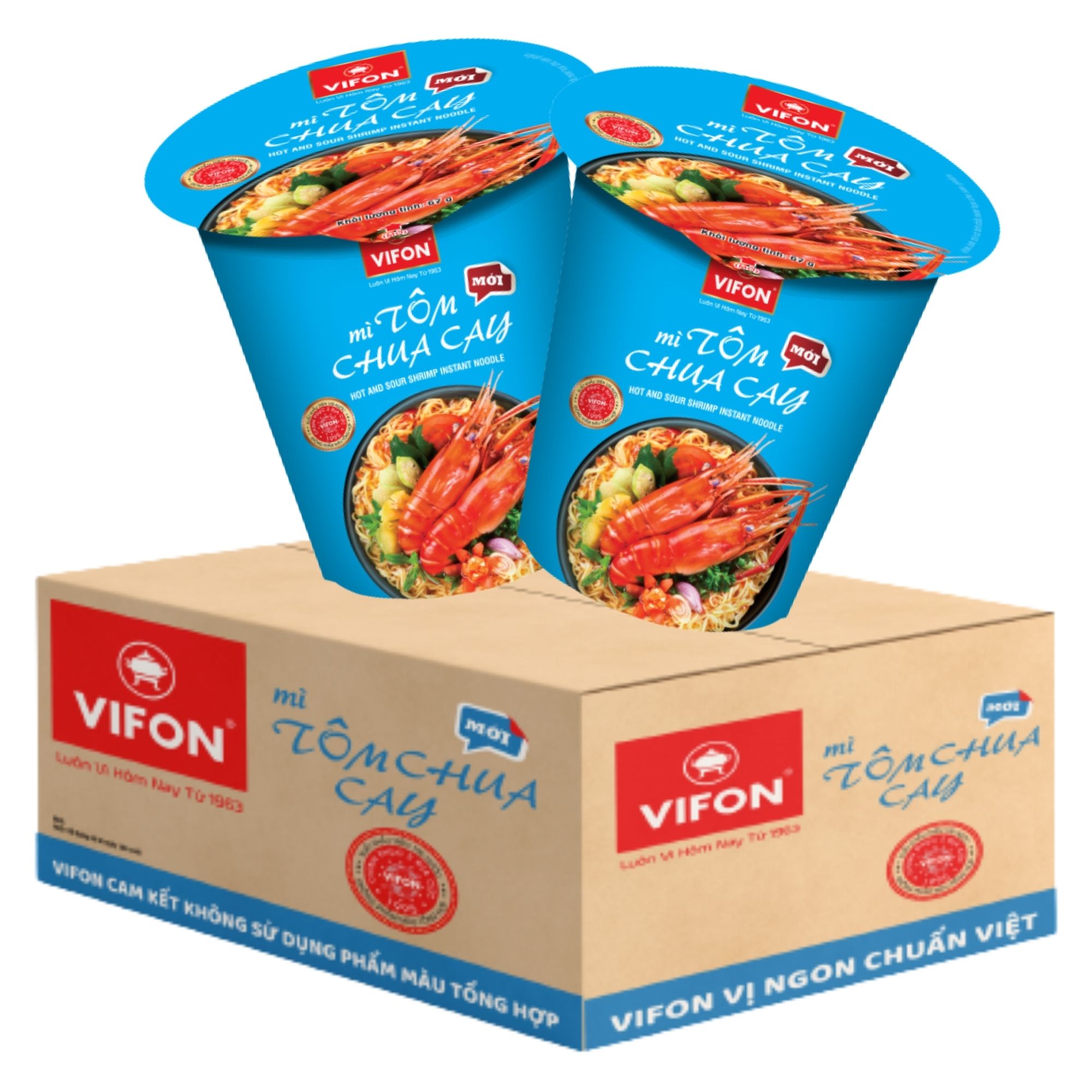 Thùng 24 Ly Mì Tôm Chua Cay NGON NGON VIFON (60g / Ly)