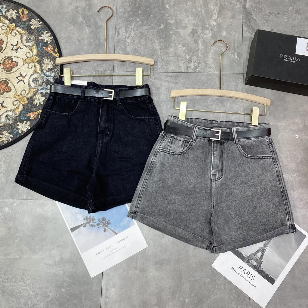 Quần sooc jeans TRƠN 2 màu đen, xám