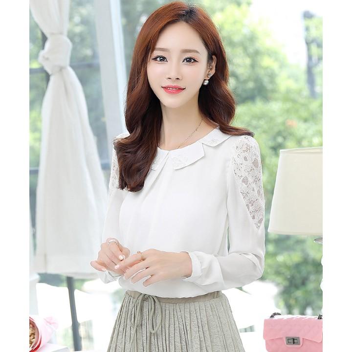 SƠ MI PHỐI REN ĐÍNH HOA SM33