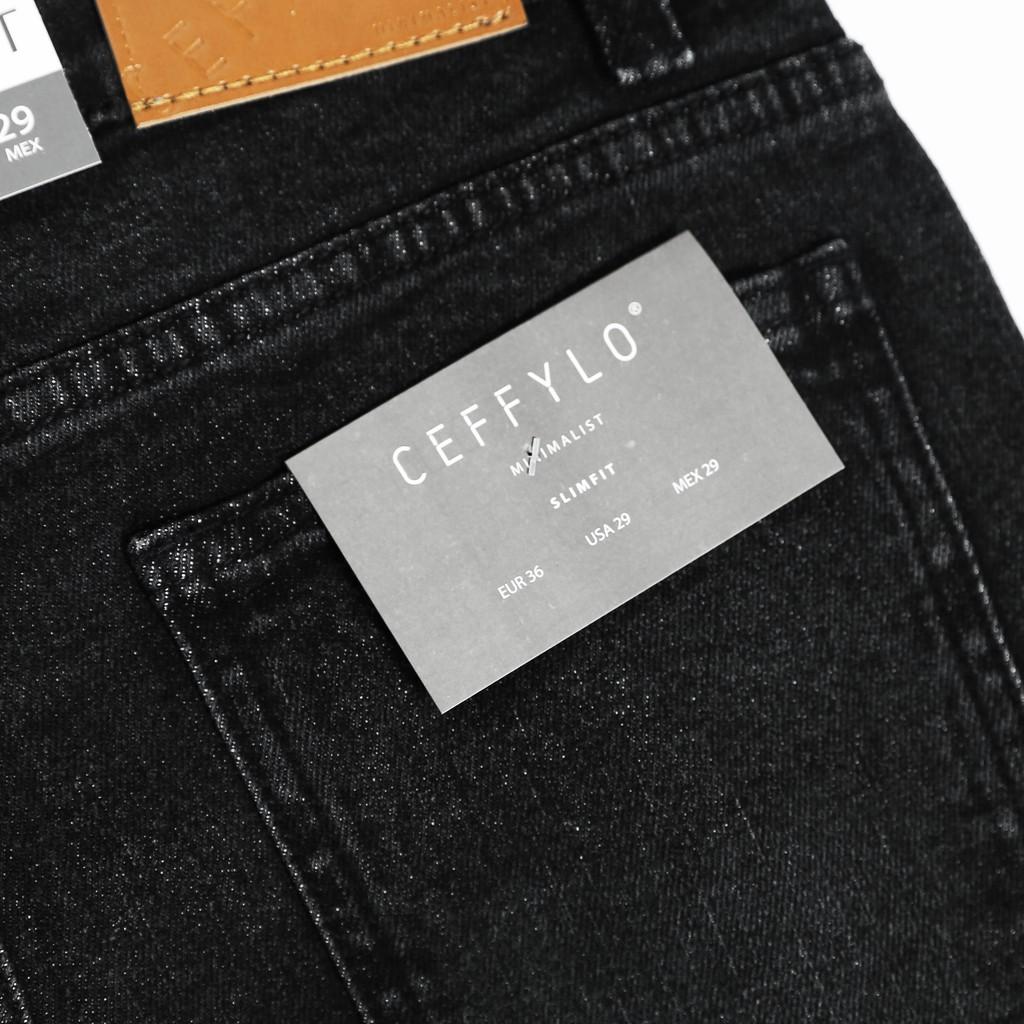 Quần Jeans trơn Xám nam form slimfit CEFFYLO chất Jean thun co giãn nhẹ