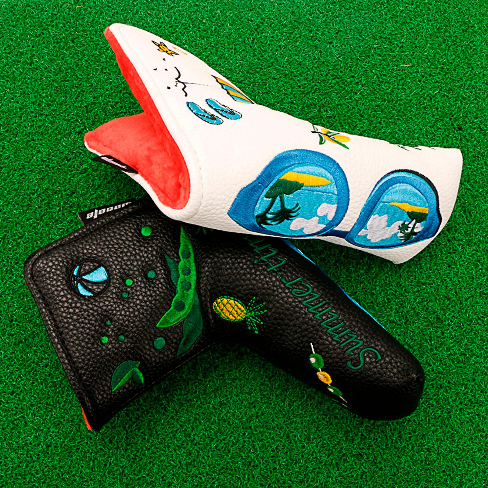 Sport Golf Putter Headcovers Magnetic Closure Embroidery Summer Elements Pattern Golf Club Head Cover Protection Waterproof Fits All Brands Men Women
