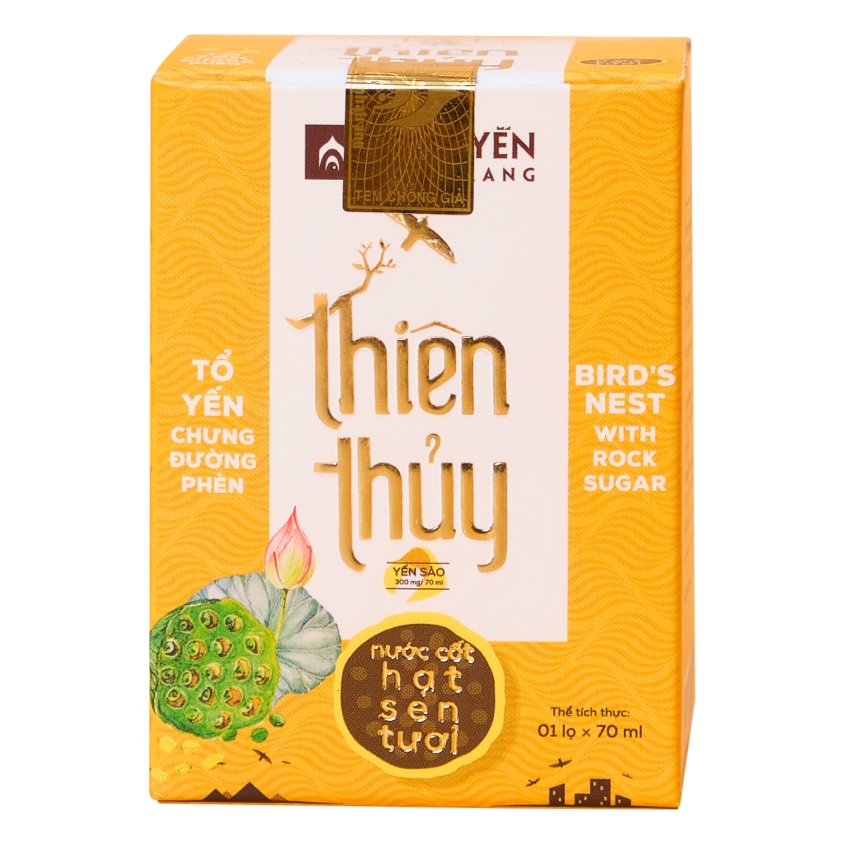 Thùng 60 Lọ Nước Yến Sào Thiên Thủy - Vị Hạt Sen - Nhà Yến Nha Trang - Hộp 1 Lọ - Có Đường - Tổ Yến Chưng Sẵn - Nước Yến Chưng Sẵn - Hàng Chính Hãng