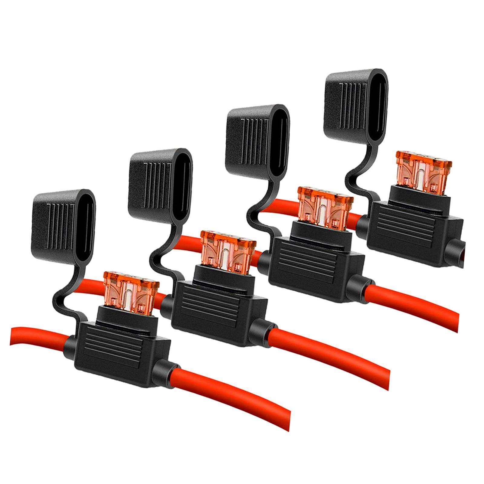 4x Fuse Inline Fuse Holder Add A  Fuse Holder Red Wiring Harness Atc  Fuses  Automotive Fuse Holder for Boats Car