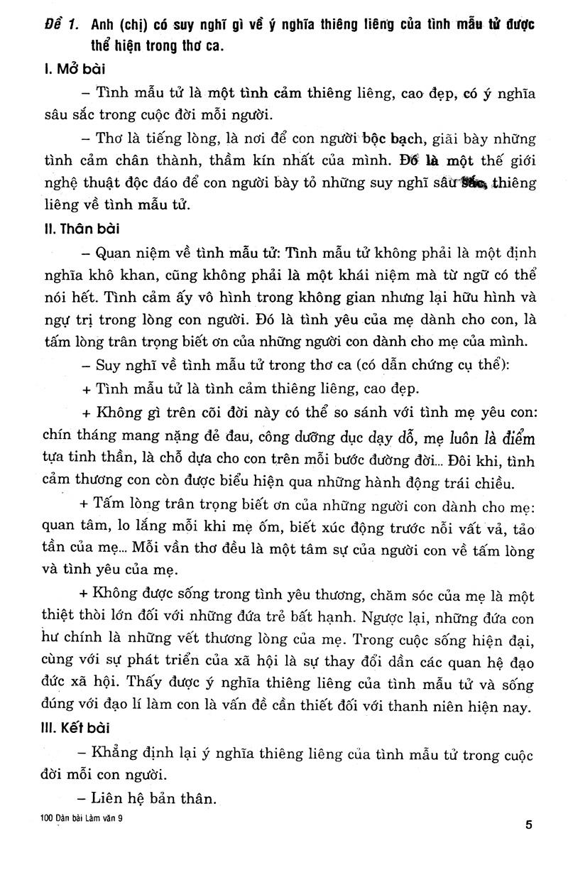 100 Dàn Bài Chi Tiết Làm Văn 9