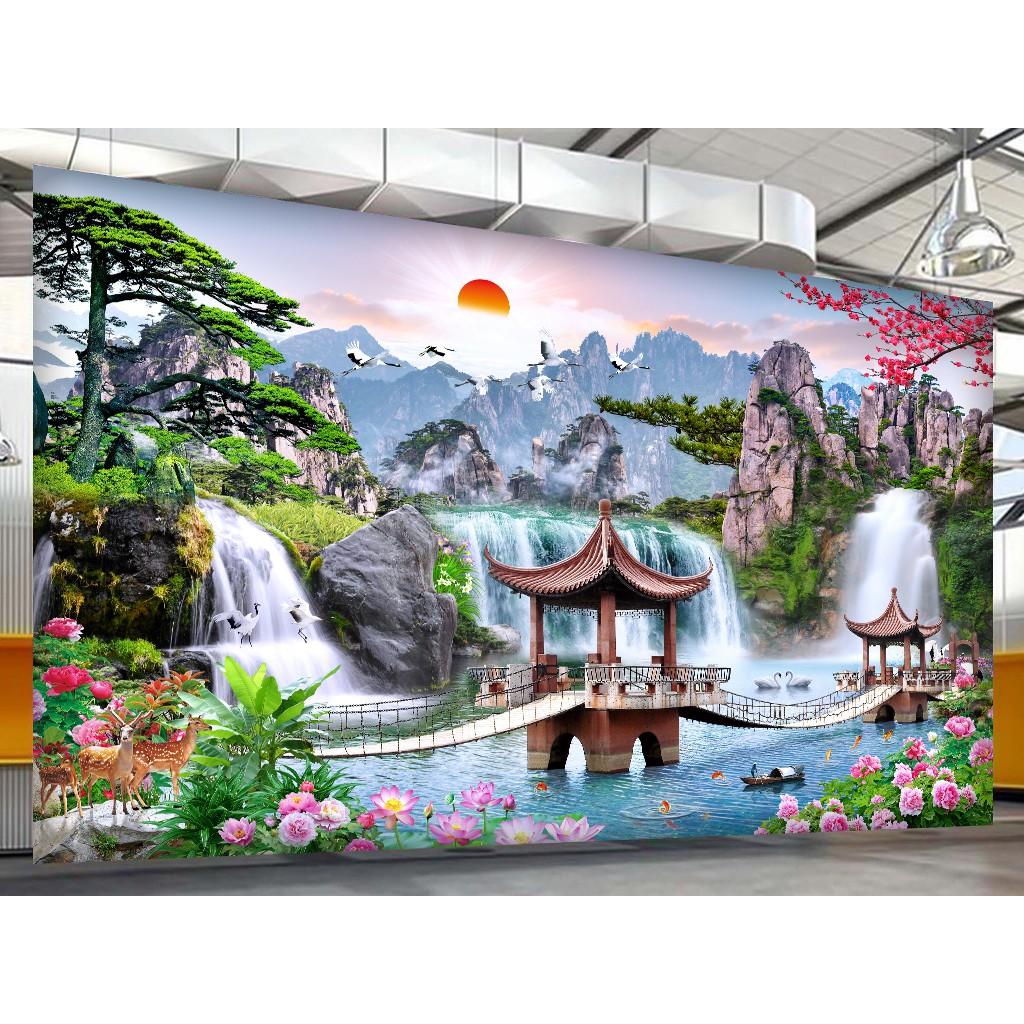 Tranh dán tường HD Giang sơn mỹ cảnh HUD0303 Kim sa
