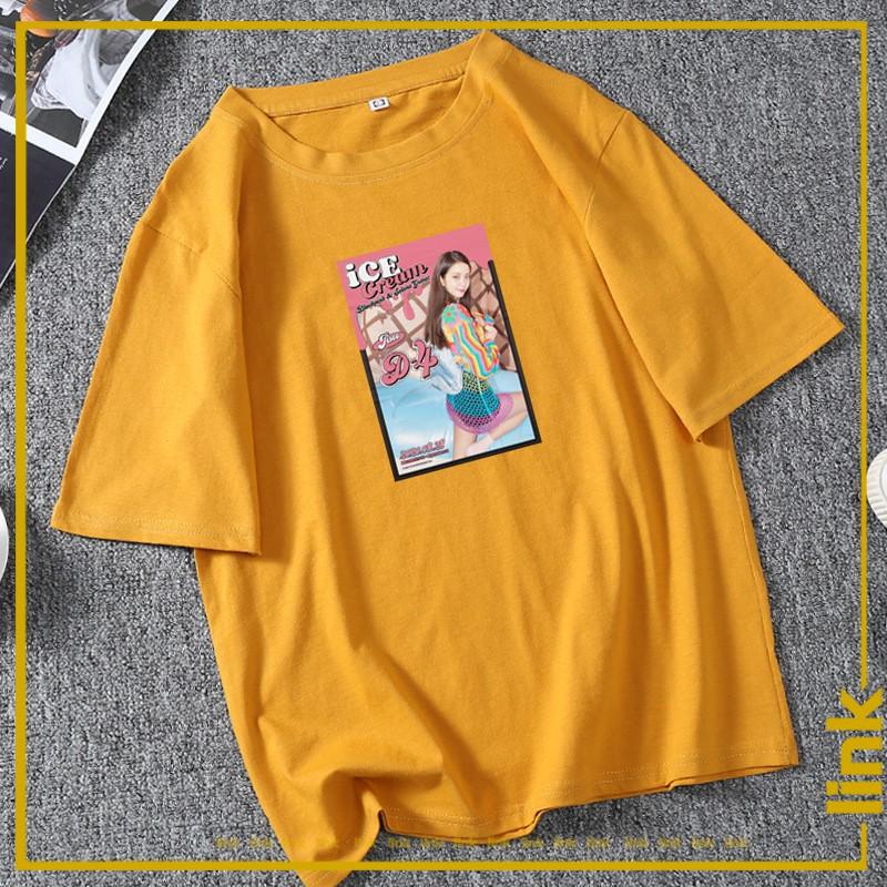 Áo thun BLACKPINK JISOO ICE CREAM tay lỡ unisex