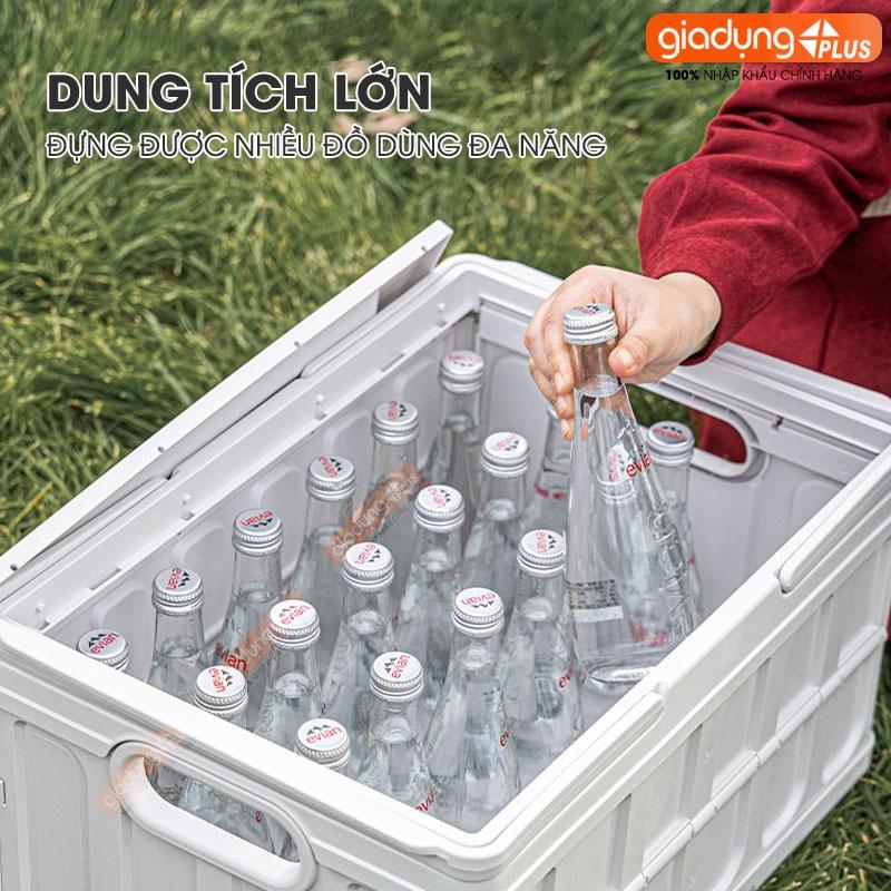 Hộp đựng đồ dã ngoại gấp gọn có tay xách &amp; nắp đậy kín (nắp gỗ, nắp nhựa) phong cách Nhật Bản