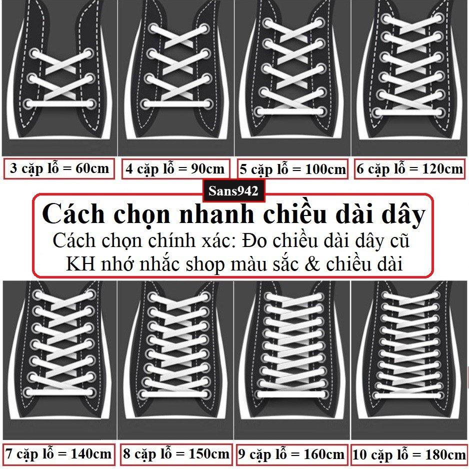 Dây Giày Thể Thao Sneaker Dẹp Nam Nữ Chính Hãng Bản Đẹp 2 Màu Đen Trắng 120 Cm