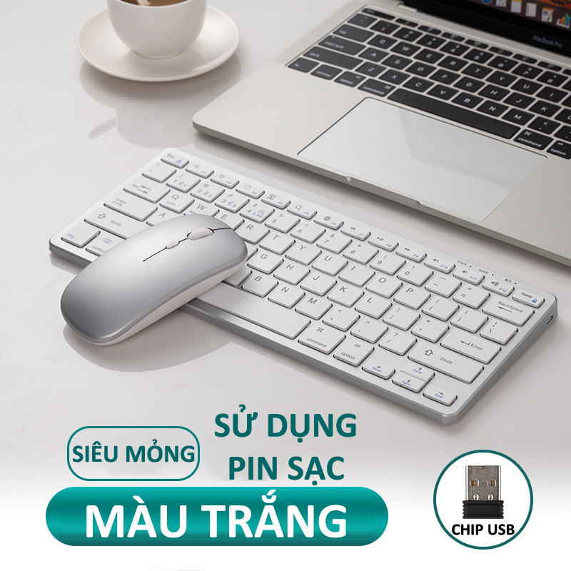 Bộ bàn phím và chuột không dây KB-178 kết nối BLUETOOTH - CHIP USB 2.4GHz siêu mỏng siêu nhỏ gọn không gây tiếng ồn khi gõ