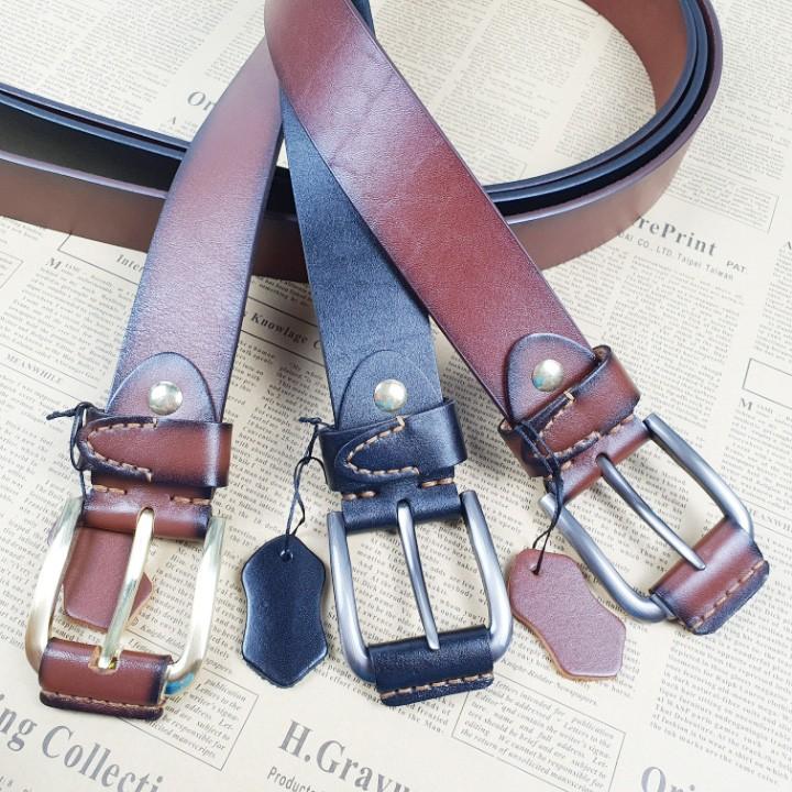 Thắt lưng da bò thật; Dây lưng da thật 1 lớp khóa kim bản 38mm BL114  - 100% da bò thật