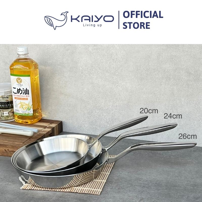 Chảo inox trơn thân đáy liền 3 lớp Tri-Ply Kaiyo, size 24cm