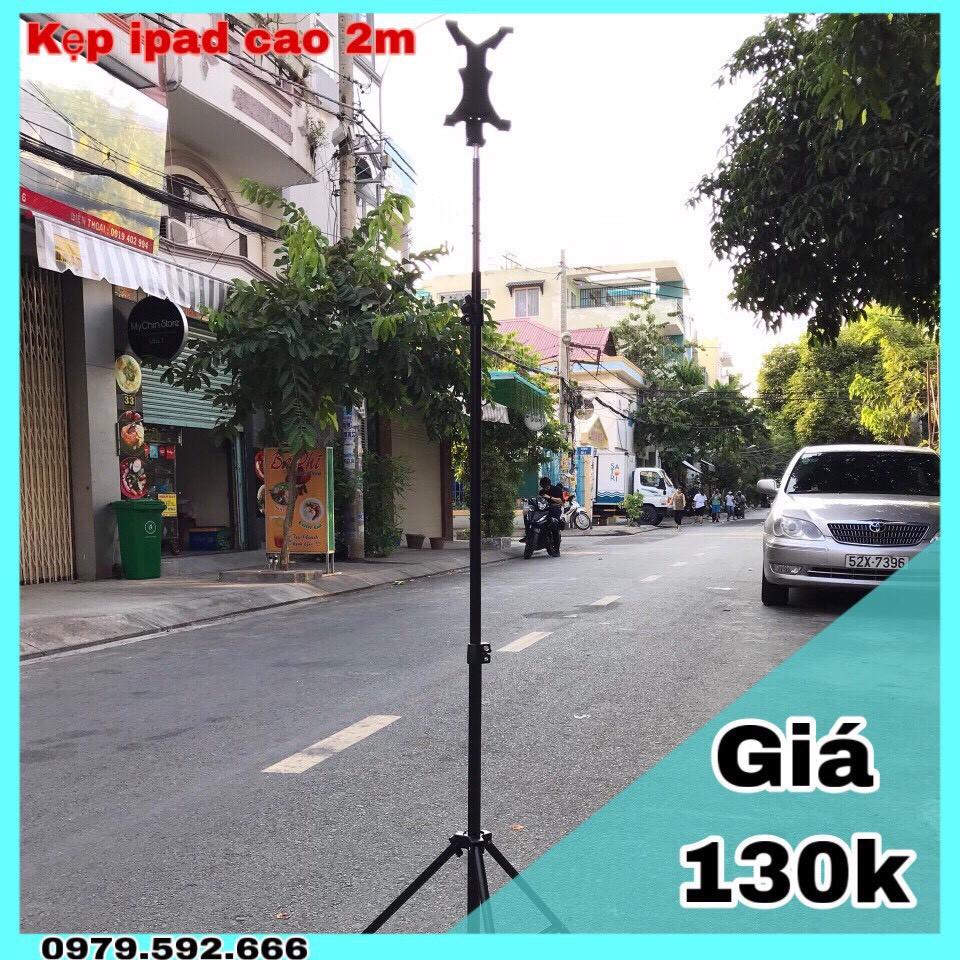 Chân đế TRIPOD cao 2M1 + Đầu kẹp gắn điện thoại- giúp cố định khi đang livetream, phát nhạc