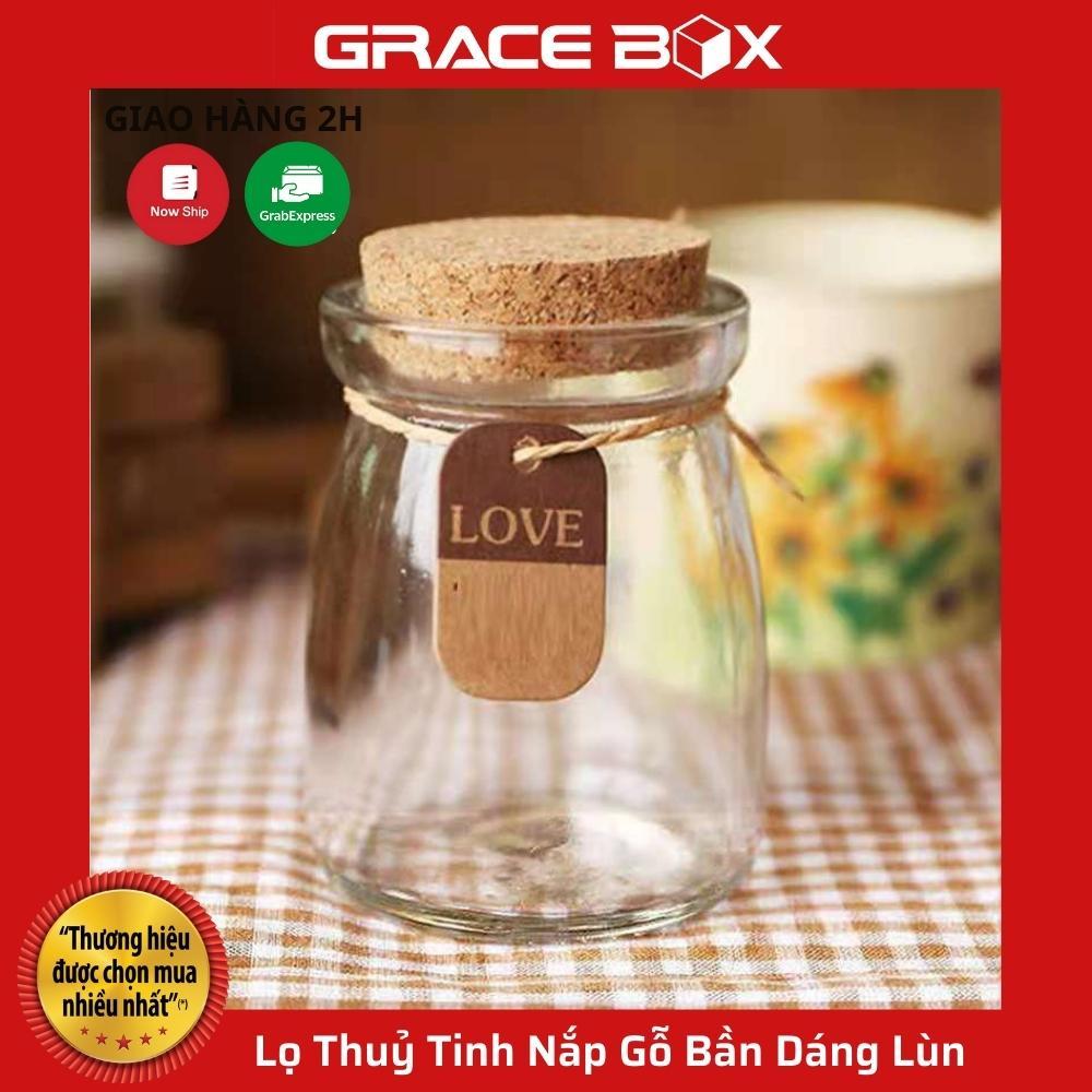 Lọ Thuỷ Tinh Nắp Gỗ Bần Xinh Xắn Dáng Lùn - Size 100ml