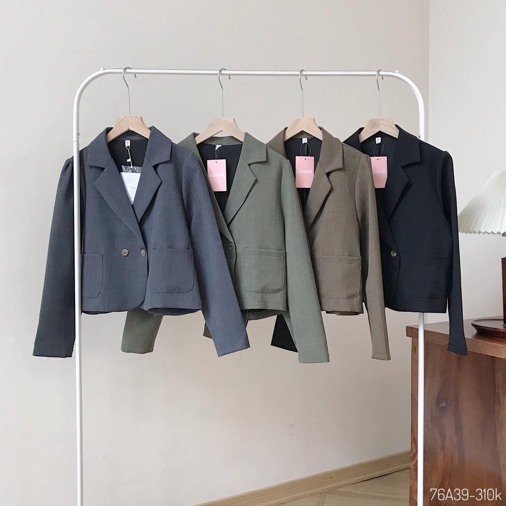 Áo khoác blazer cổ k 2 túi hộp 2 khuy 76a39 by germe