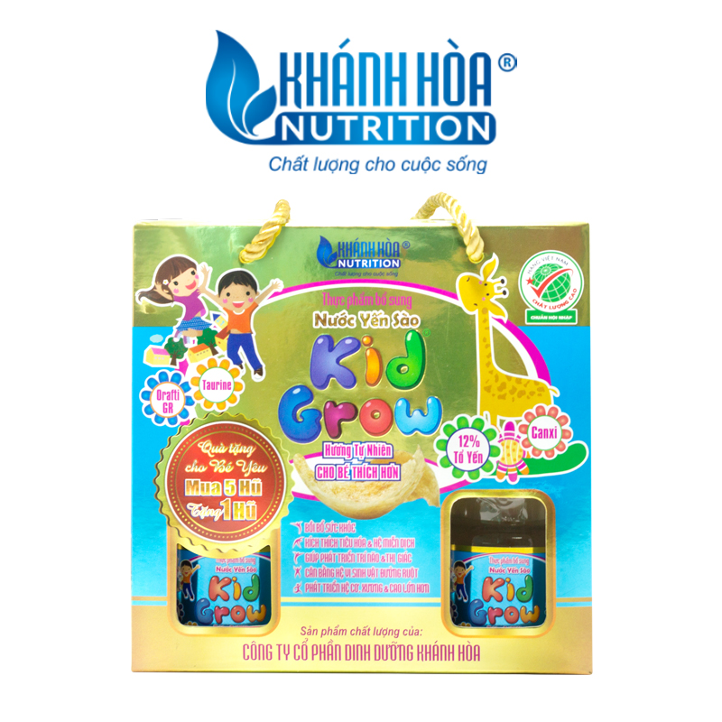 Nước Yến Sào KidGrow 12% Hương Tự Nhiên - Khánh Hòa Nutrition - Block 6 lọ x 70 ML
