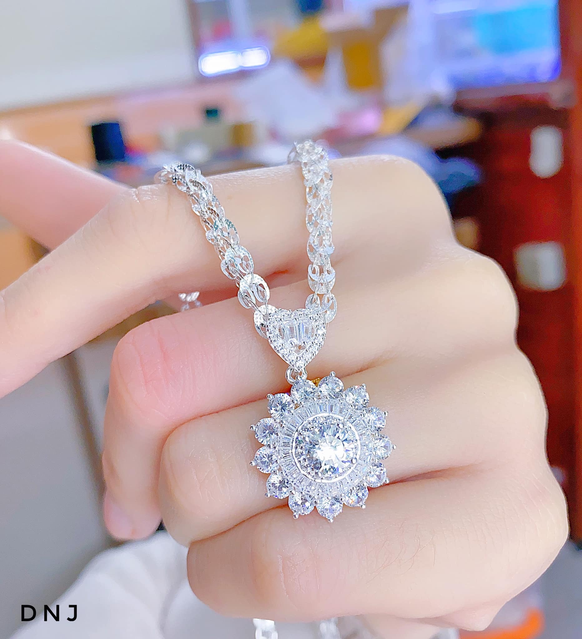 Dây chuyền nữ kèm mặt cao cấp chất liệu bạc Ý MS0325