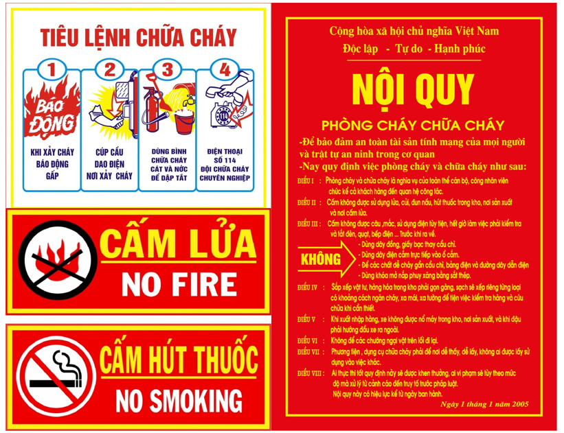 Bộ nội quy tiêu lệnh Phòng cháy chữa cháy chất liệu tôn cao cấp | Tiki