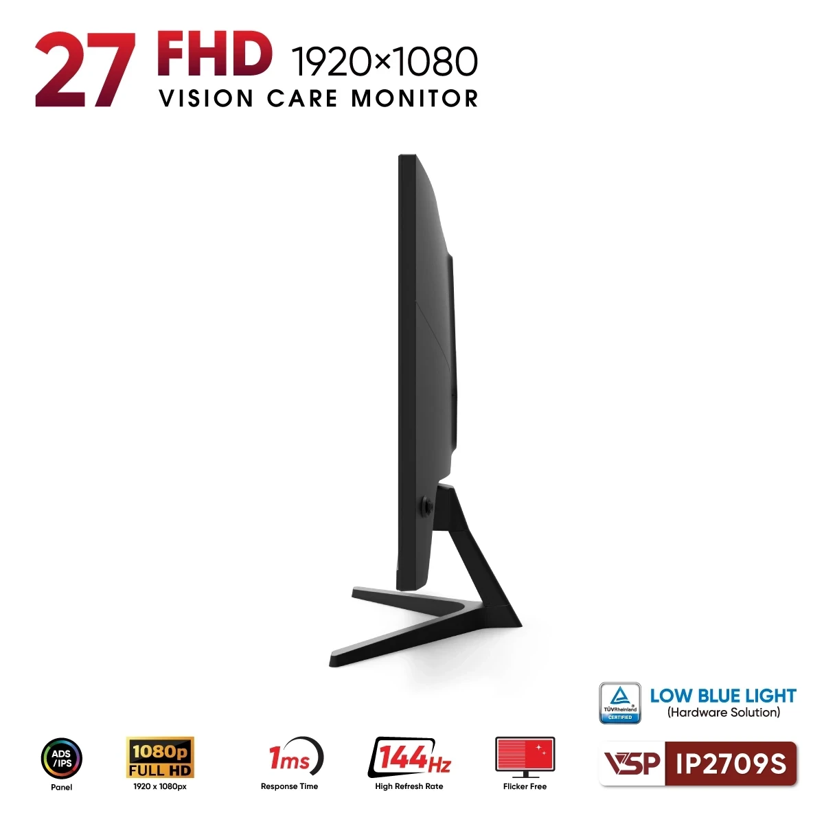 Màn Hình VSP IP2709S (27 inch / IPS / FHD / 144Hz / 1ms) - Hàng Chính Hãng