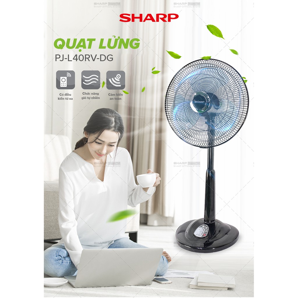 Quạt Lửng Sharp Có Điều Khiển PJ-L40RV-LG - Hàng Chính Hãng