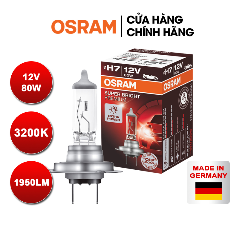 Bóng Đèn Halogen OSRAM Super Bright Premium H7 12v 80w - Nhập Khẩu Chính Hãng
