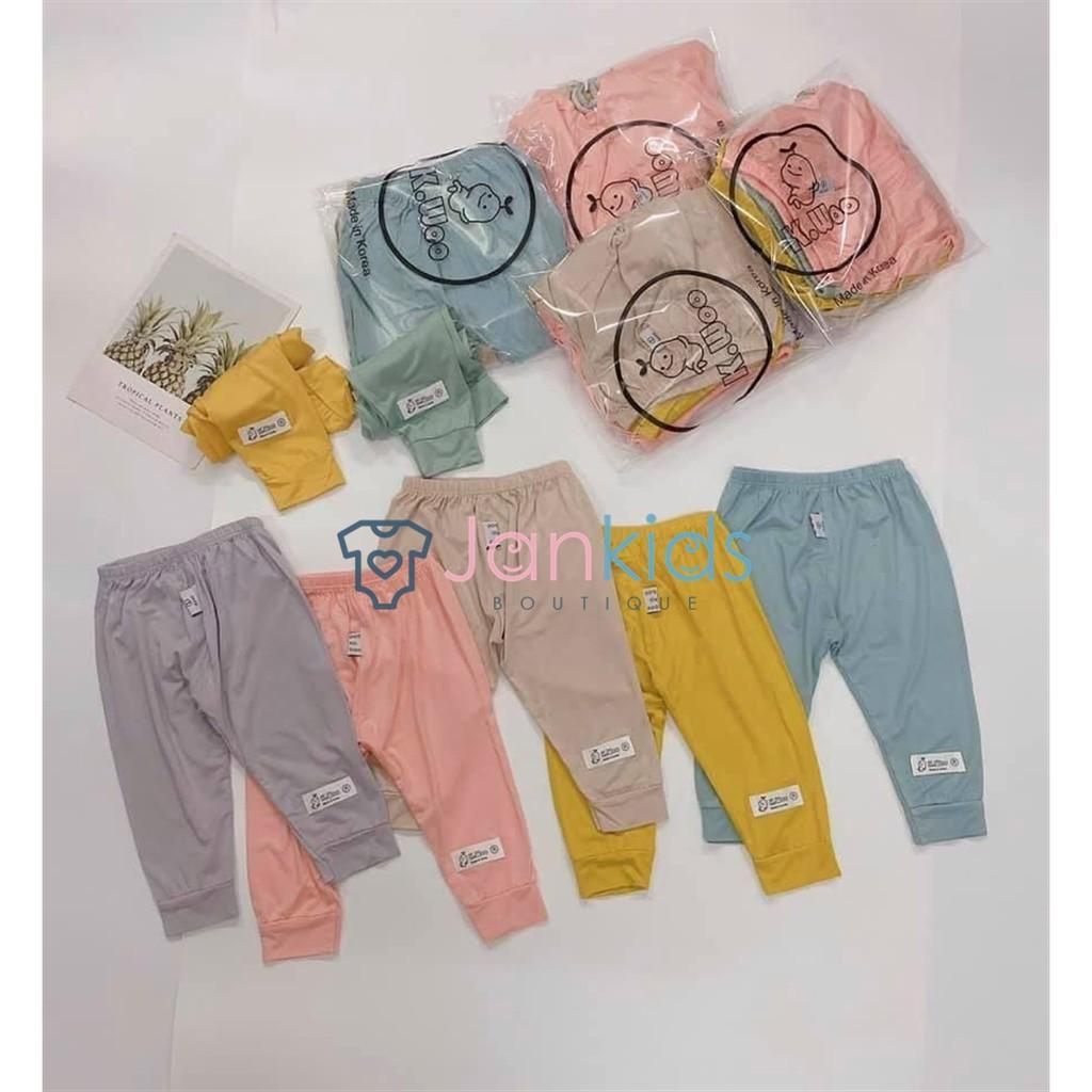 Quần dài đáp đũng chất thun lạnh KWOO cho bé thoải mái đóng bỉm