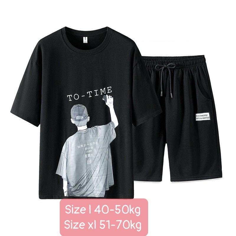 Đồ bộ thể thao totime set quần thun áo thun
