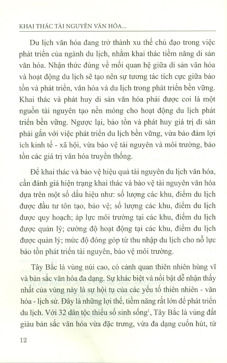 Khai Thác Tài Nguyên Văn Hóa Để Phát Triển Du Lịch Bền Vững Vùng Tây Bắc (Sách chuyên khảo)