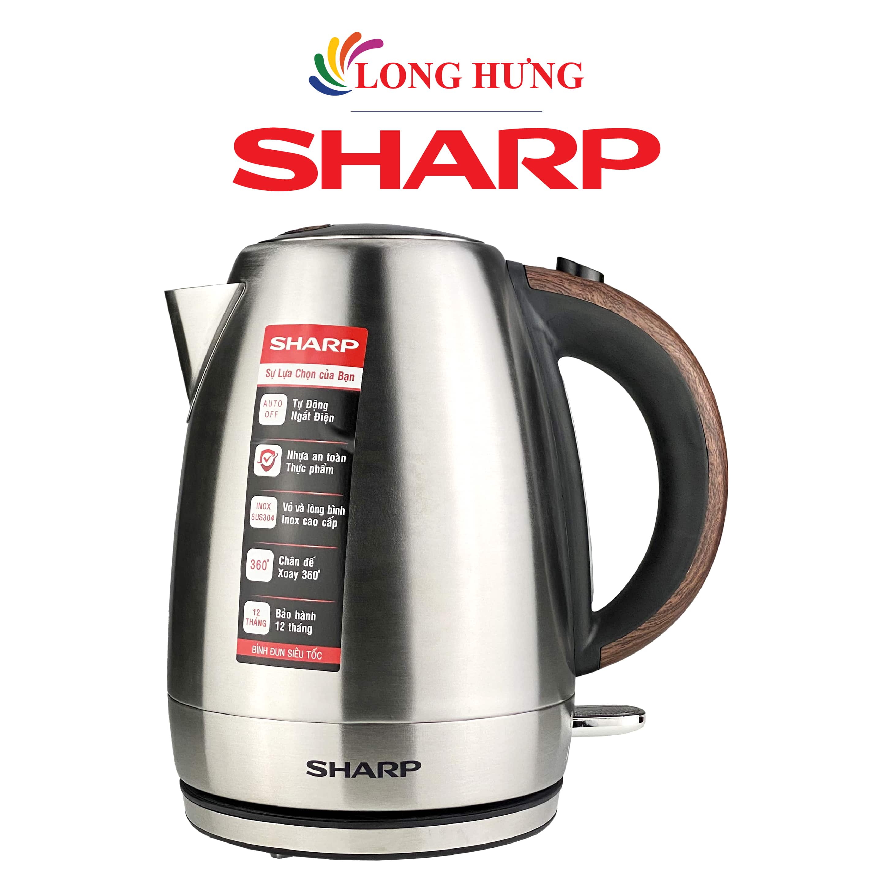 Bình đun siêu tốc Sharp 1.7 lít EKJ-17EVSD-WD - Hàng chính hãng