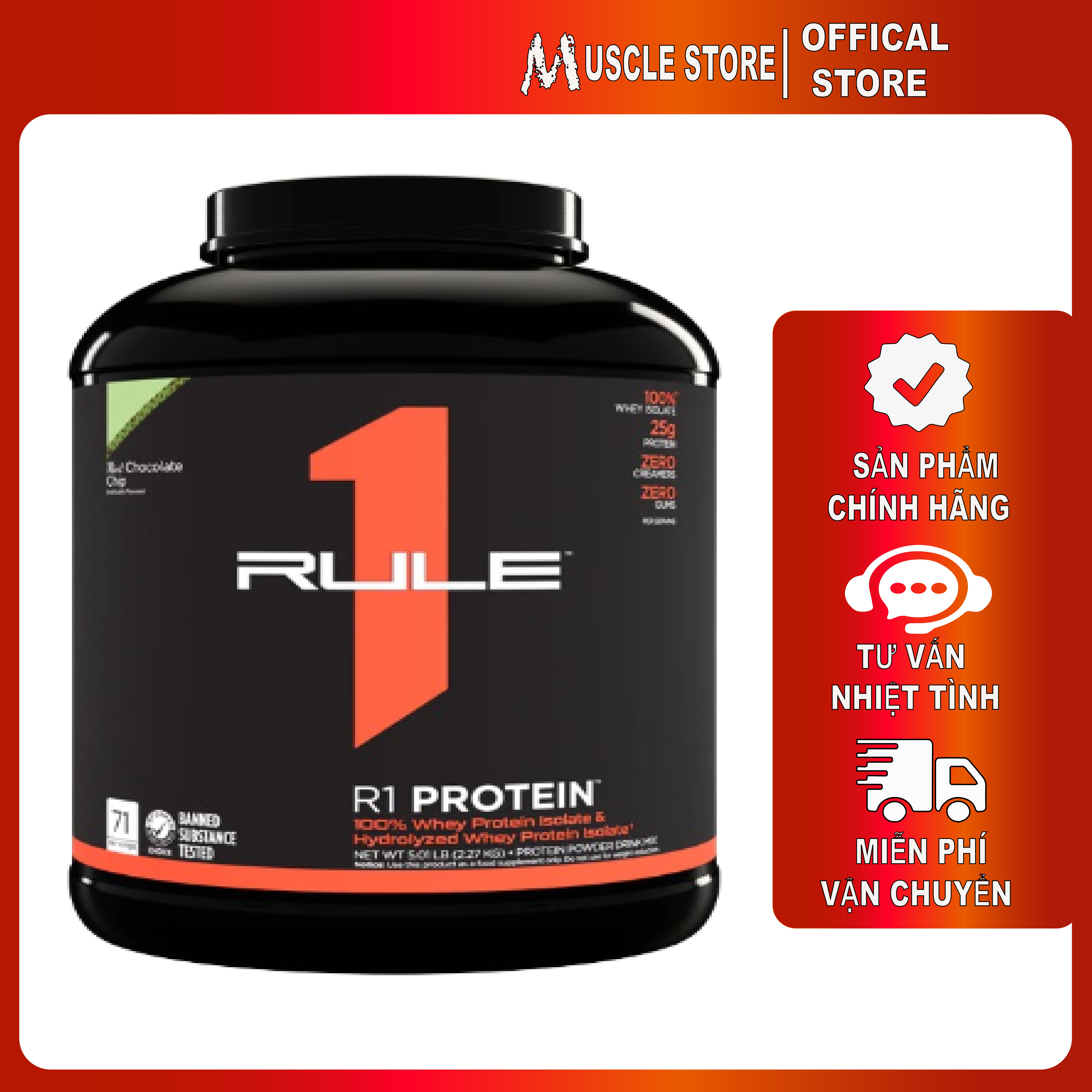Thực phẩm tăng cơ Rule 1 Protein Isolate/ Hydrolysate 4.8-5.01LB