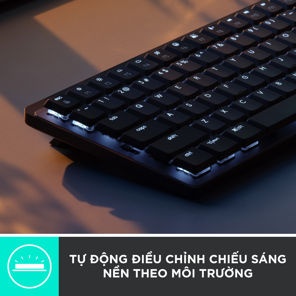 Bàn phím cơ không dây Logitech MX Mechanical Mini  – Tactile, chiếu sáng nền, sạc USB-C, mac OS | Win - Hàng chính hãng