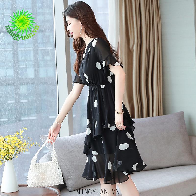 Chân Váy Dài Họa Tiết Chấm Bi Nữ Tính