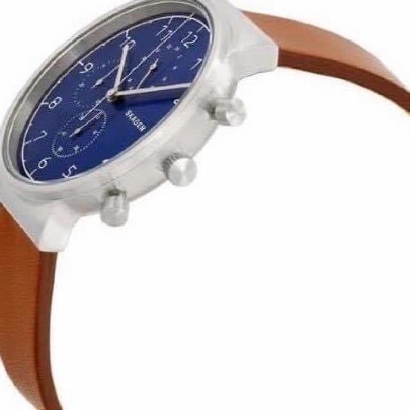 Đồng hồ Nam dây da nâu Skagen 6358 nam tính thời trang