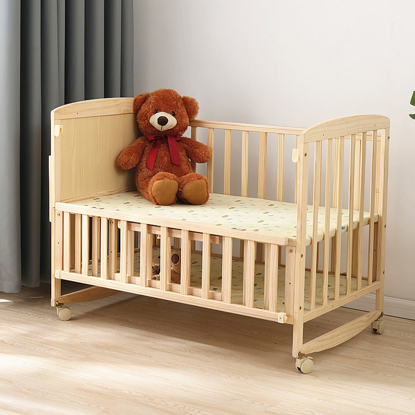 Cũi cho bé, Nôi cũi kiêm giường ngủ cho bé đa chức năng Kawaii Home, Kích thước 105 x 60 x 90 Cm, Gỗ thông chắc chắn H056