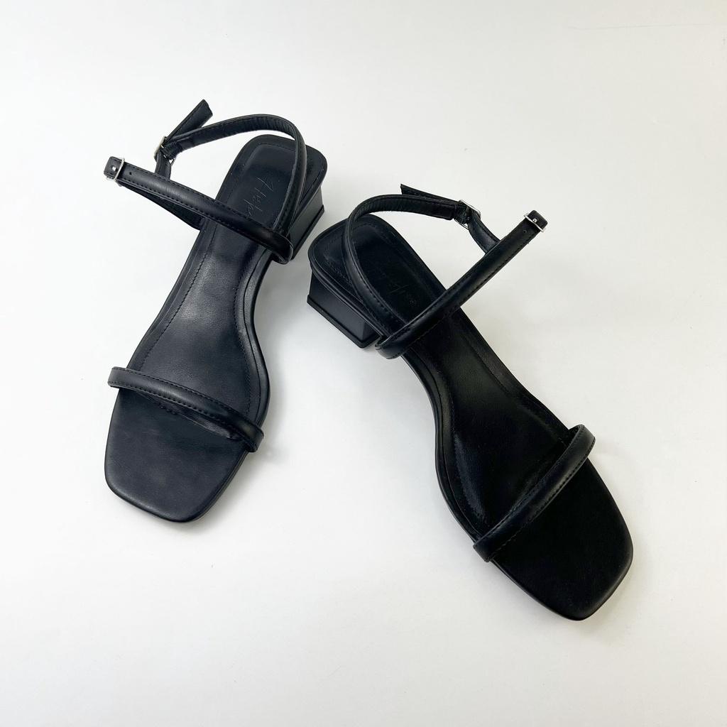 Sandal nữ quai ngang dây mảnh thời trang HISHOO cao 3cm màu kem S052